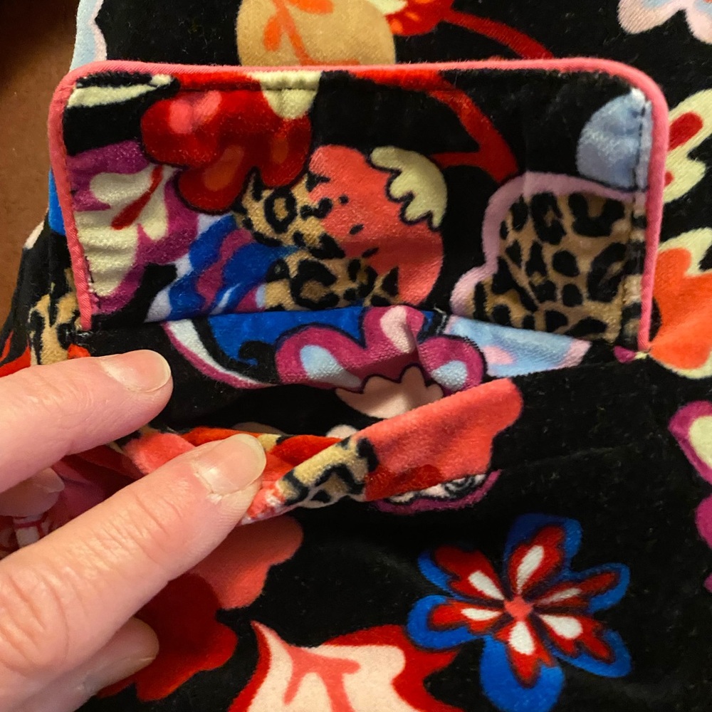 Multicolored Floral Velvet Quilted Peacoat Leopard Details Girls S(5/6) - Picture 6 of 13